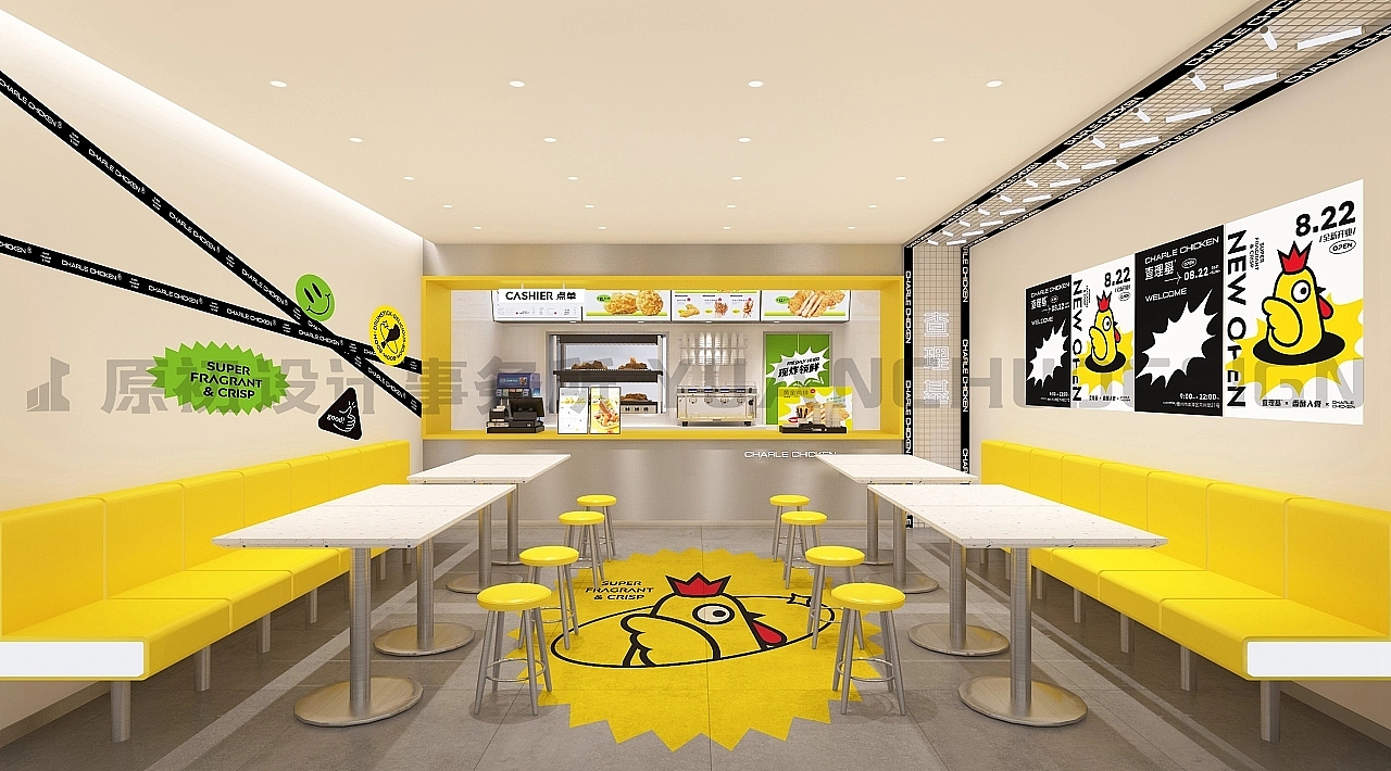 厦门 店面装修室内空间餐厅设计 炸鸡汉堡店（图ZMzYwNjQzOTI4） - 酒店餐饮设计 - 站酷设计师葉文濤VictorYeh原创素材 - 站酷ZCOOL