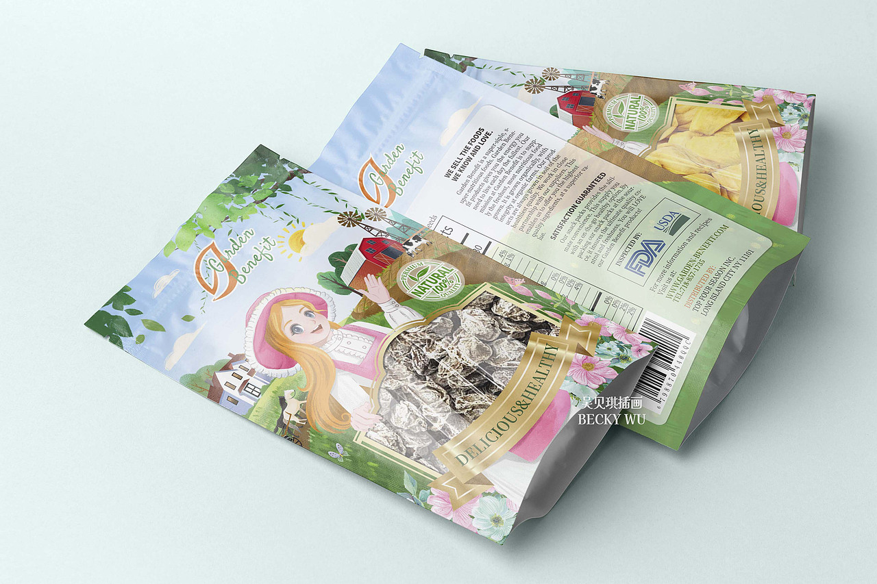 零食包装通用袋插画包装蜜饯果脯话梅小吃进出口食品