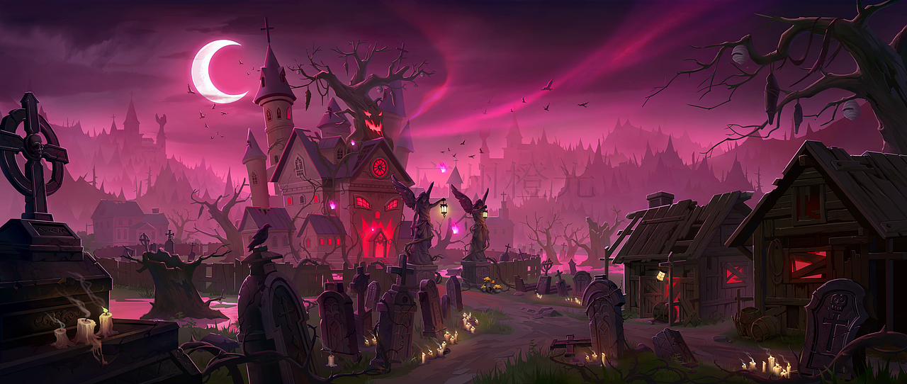 场景原画-魔法墓碑小镇（图ZMzA4NjA2NDk2） - 游戏原画 - 站酷设计师广州橙光Yovi原创素材 - 站酷ZCOOL