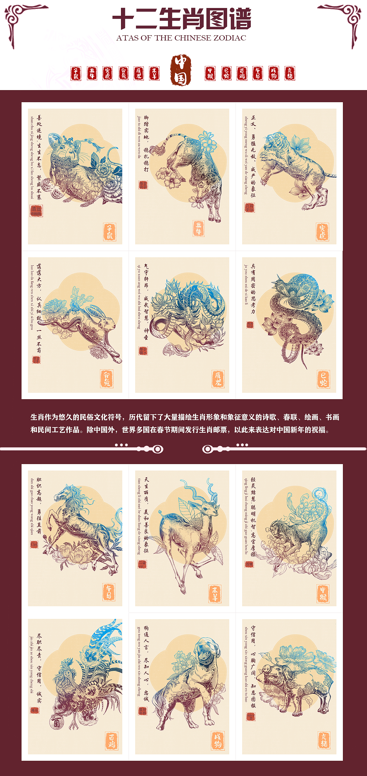 十二生肖图谱（图ZMzIzOTI2MzI4） - 商业插画 - 站酷设计师叁言良羽原创素材 - 站酷ZCOOL