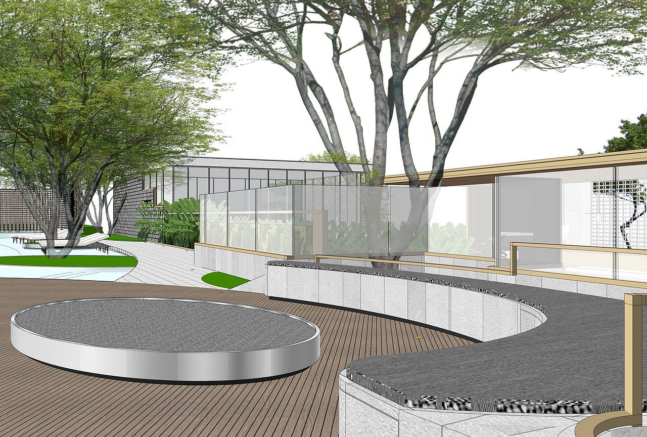 现代示范区花园庭院景观SU模型下载（图ZMjk4NDIwNDgw） - 景观设计 - 站酷设计师素模网原创素材 - 站酷ZCOOL