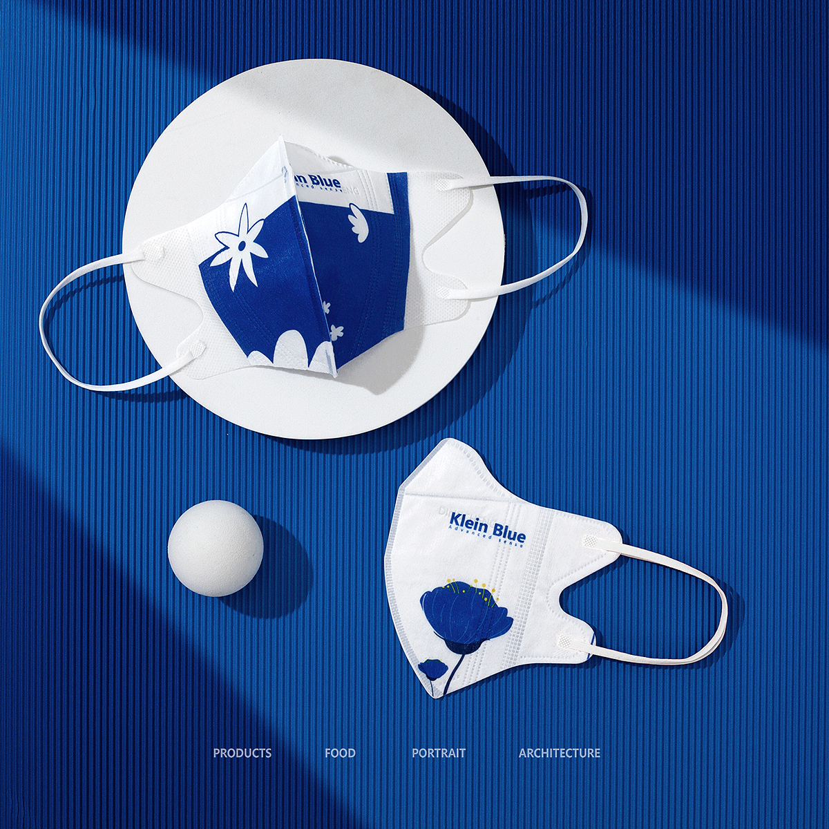 摄影产品摄影生活用品拍摄口罩克莱因蓝静物摄影防护服饰摄影fresh
