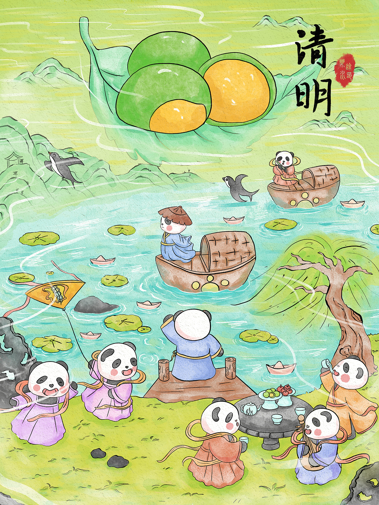 熊猫游清明（图ZMzY5NjIwMjQ0） - 商业插画 - 站酷设计师乐乐乐途呀原创素材 - 站酷ZCOOL