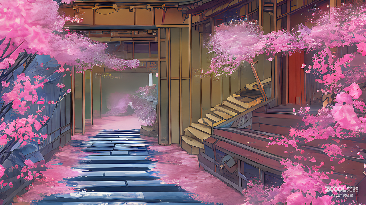 #AI创作实验室#静谧樱廊（图ZMzI1MDk2NDM2） - AI作品 - 站酷设计师星FH原创素材 - 站酷ZCOOL