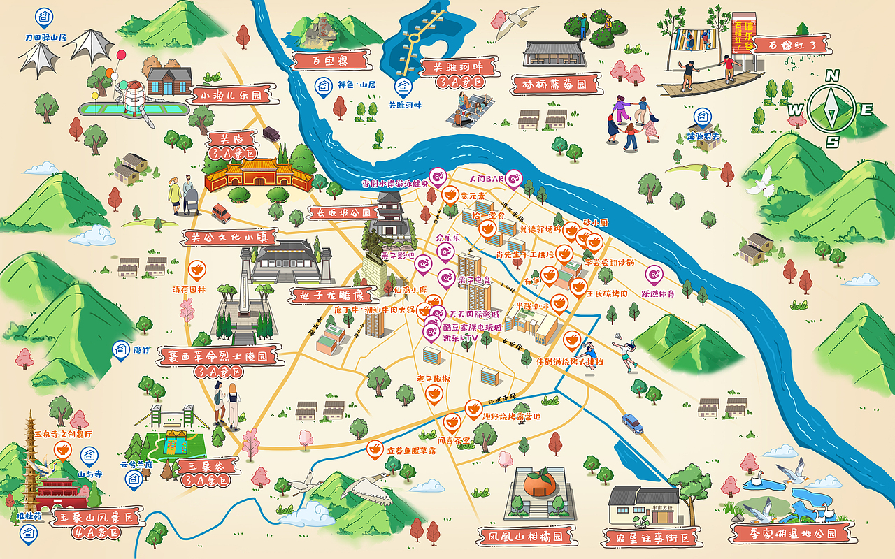 这是一幅专为当阳市打造的吃喝玩乐手绘地图🗺️!
😍在这张地图上,你可以找到当阳市最热门的美食景点,从传统小吃到特色餐馆,让你的味蕾尽情享受美食的盛宴。<br>🎉同时,我们还为你标注了各种娱乐场所,电影院、剧院、体育馆等,让你在休闲时光中充满欢乐。<br>🌆不仅如此,地图上还详细描绘了当阳市的购物中心和文化景点,让你感受这座城市的独特魅力。<br>🎨用手绘的方式呈现当阳市的美好,为你的生活增添一份艺术的气息。<br>快来探索当阳市的吃喝玩乐吧!😜
