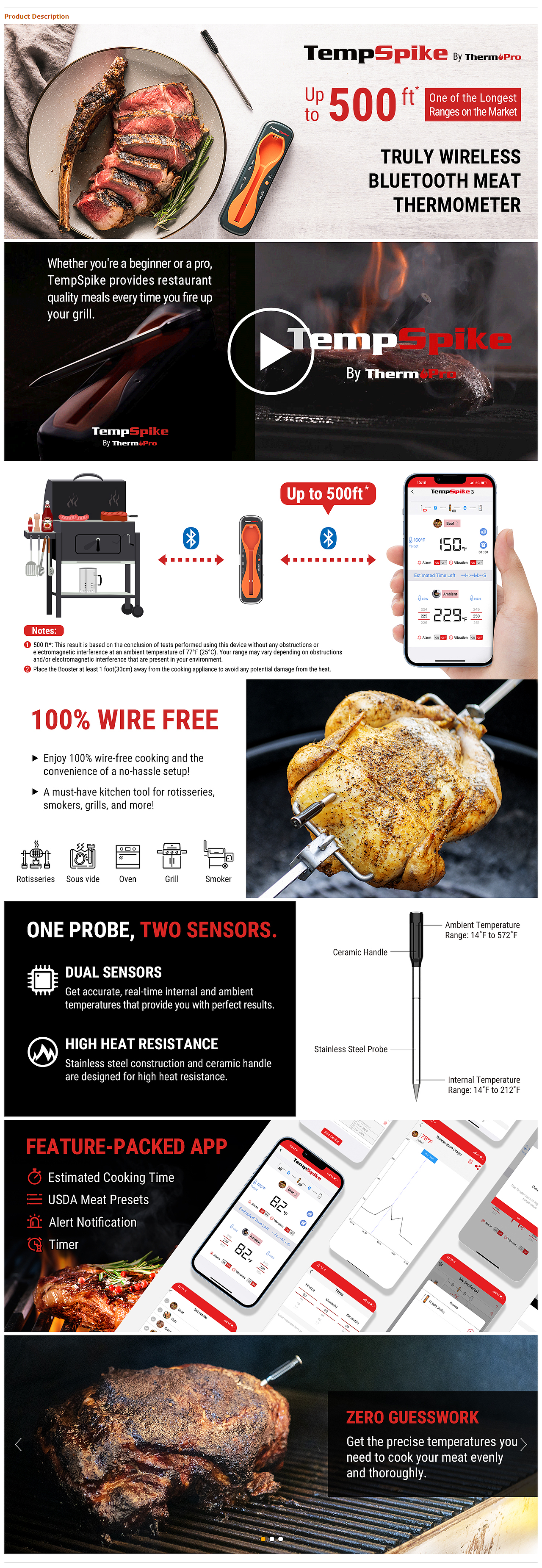 无线蓝牙 探针 烧烤温度计