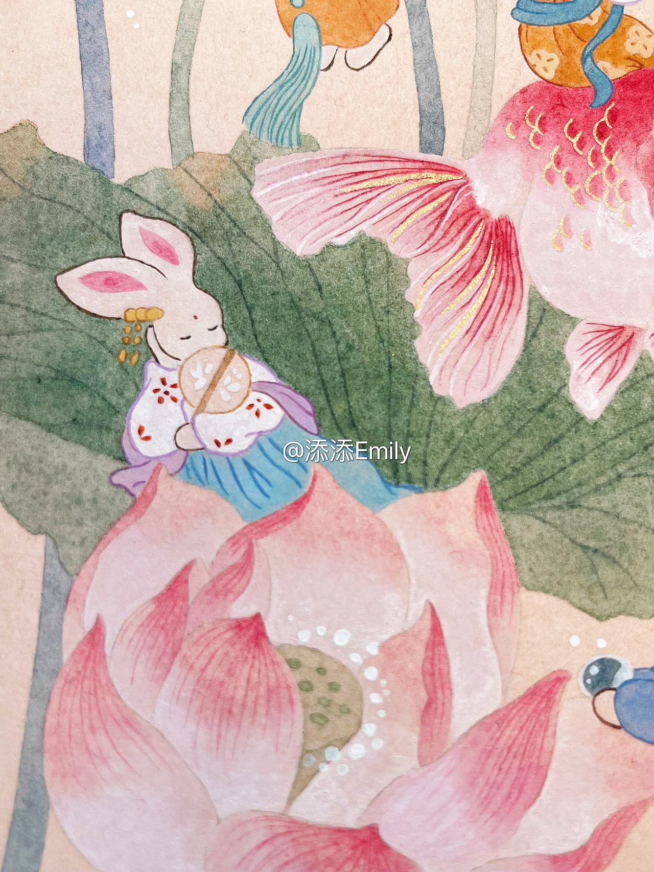 莲莲有鱼（兔崽崽系列）（图ZMzMxNzY1NzI4） - 商业插画 - 站酷设计师添添Emily原创素材 - 站酷ZCOOL