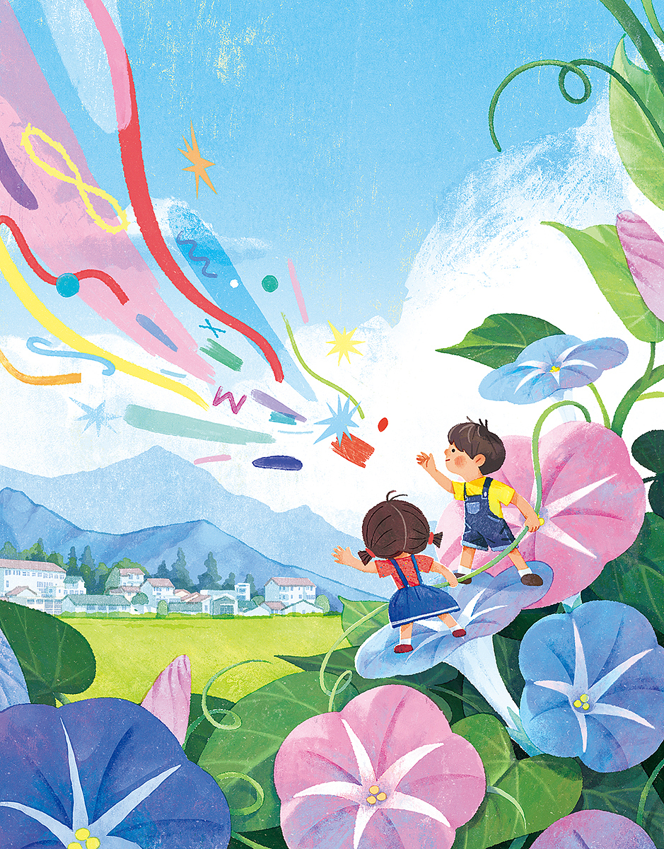 篱上牵牛花（图ZMzcwMTY5ODI4） - 儿童插画 - 站酷设计师jing酱在画画原创素材 - 站酷ZCOOL