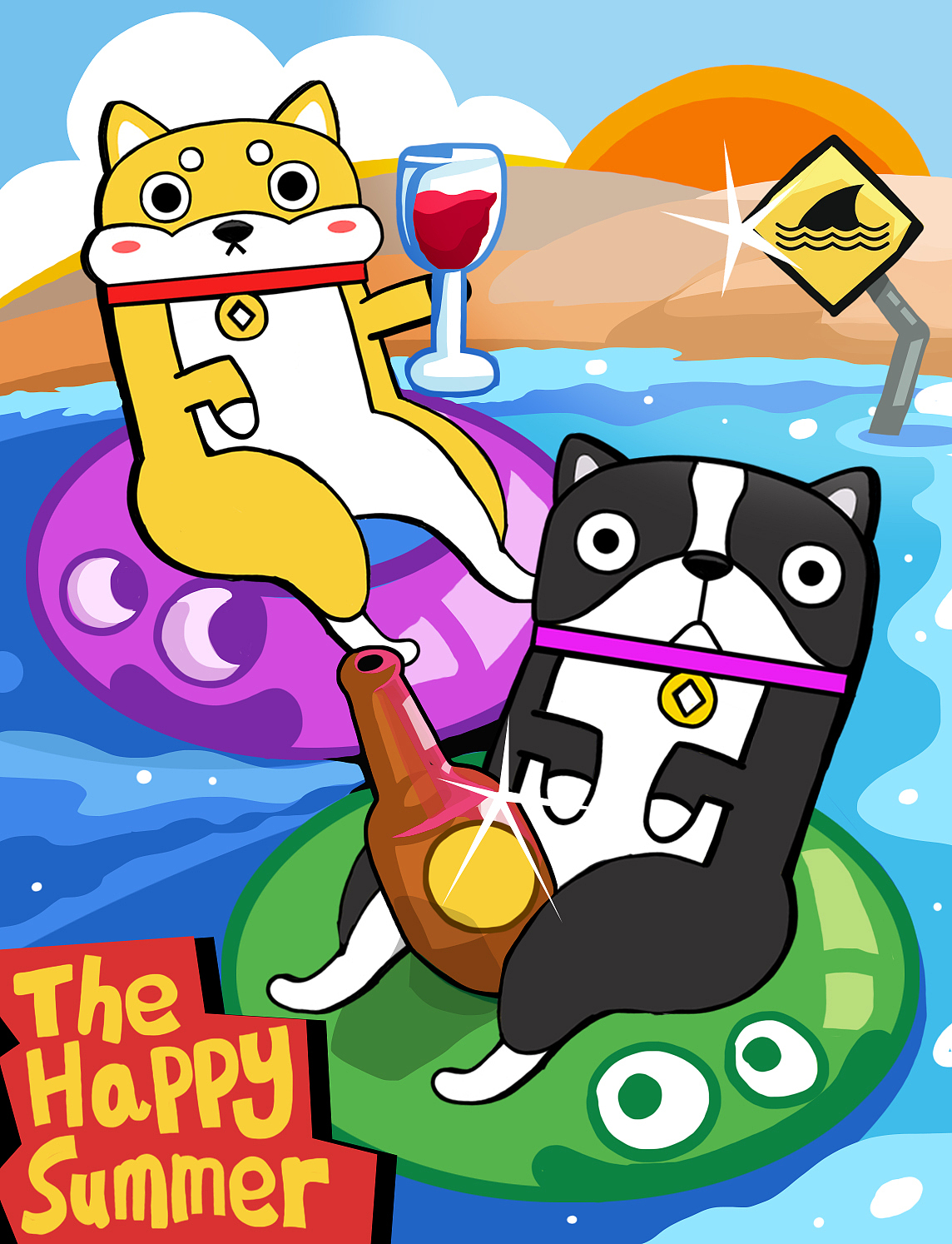 炎炎夏日,海滩阳光配鲨鱼。