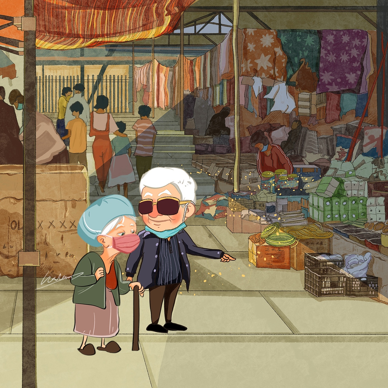 老小孩儿［一］（图ZMzQ0MzA2MDUy） - 艺术插画 - 站酷设计师Estelle__原创素材 - 站酷ZCOOL