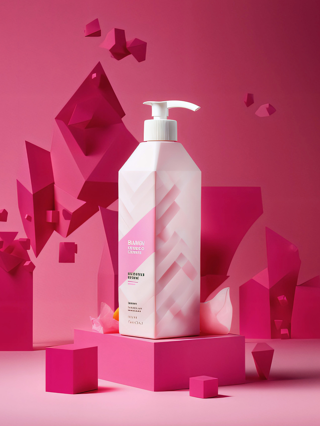 Midjourney AI电商 创意几何场景——洗护产品系列