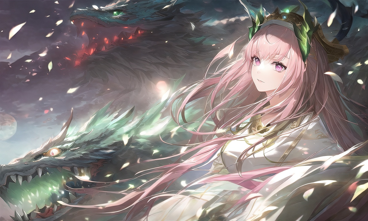 原创作品插画ai绘画龙龙娘二次元动漫中国龙ai绘图