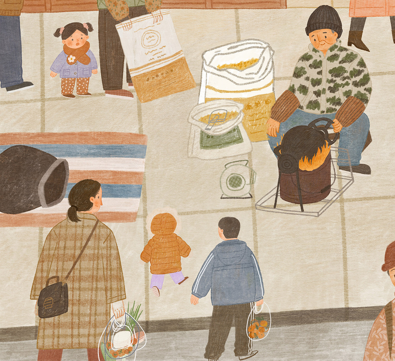 早市系列插画 | 老式爆米花