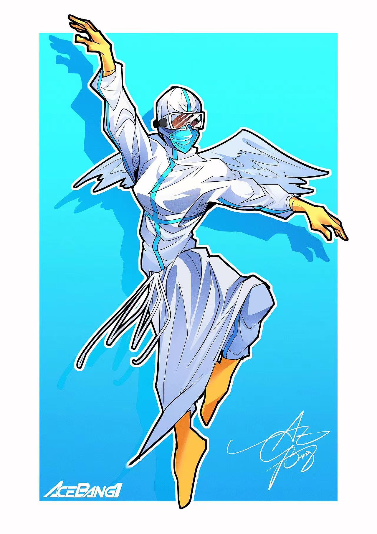 抗疫新冠肺炎白衣天使插画手绘集 感恩贵人感谢祖国（图ZMzI2NjQ1MzI4） - 创作习作 - 站酷设计师AceBang原创素材 - 站酷ZCOOL