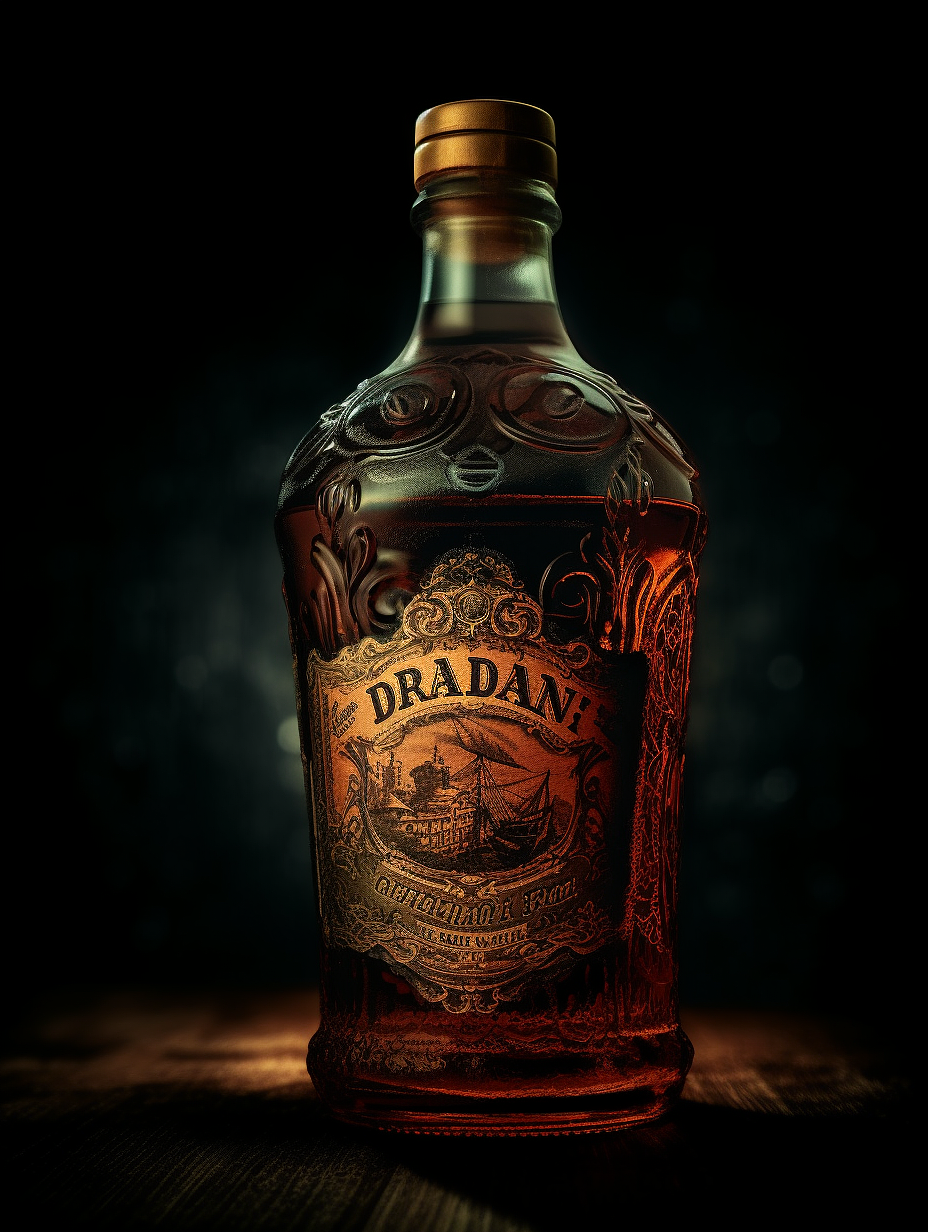 AI灵感-复古插画风洋酒包装