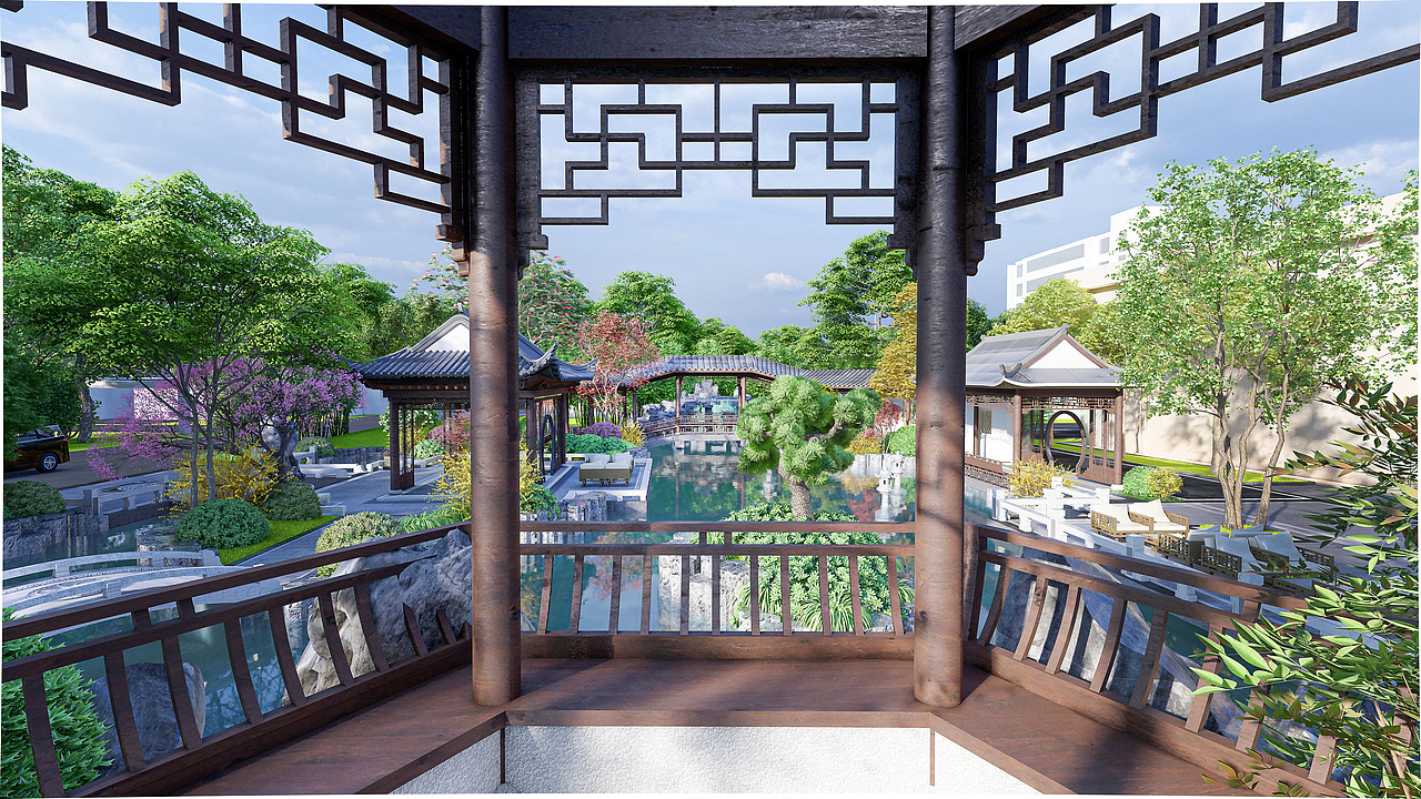 纯中式 园林式会所景观（图ZMzE4MTM1ODI0） - 景观设计 - 站酷设计师梁西凹原创素材 - 站酷ZCOOL