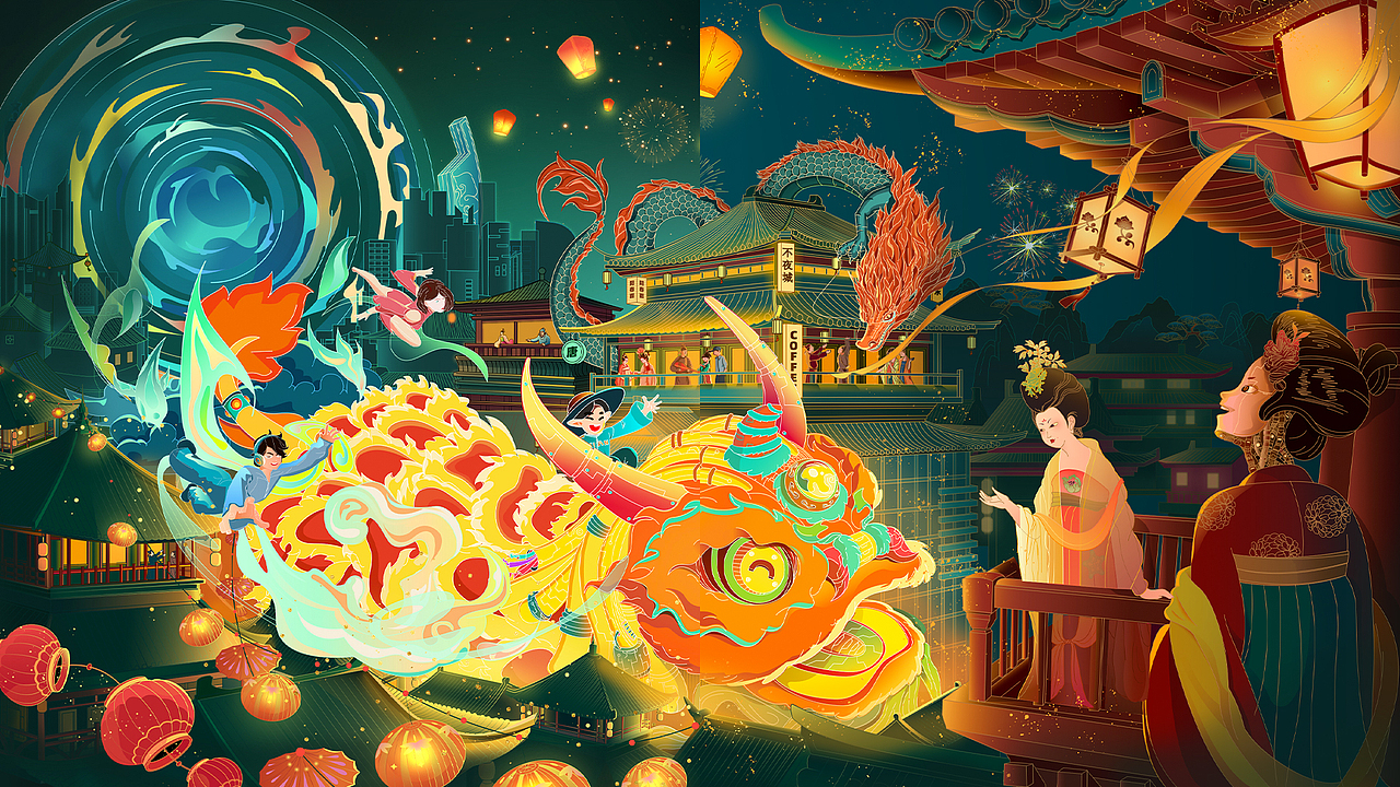 《大唐不夜城｜时光之旅主题活动》 主kv设计（图ZMzA1MzI0Mzky） - 商业插画 - 站酷设计师san_cifang原创素材 - 站酷ZCOOL