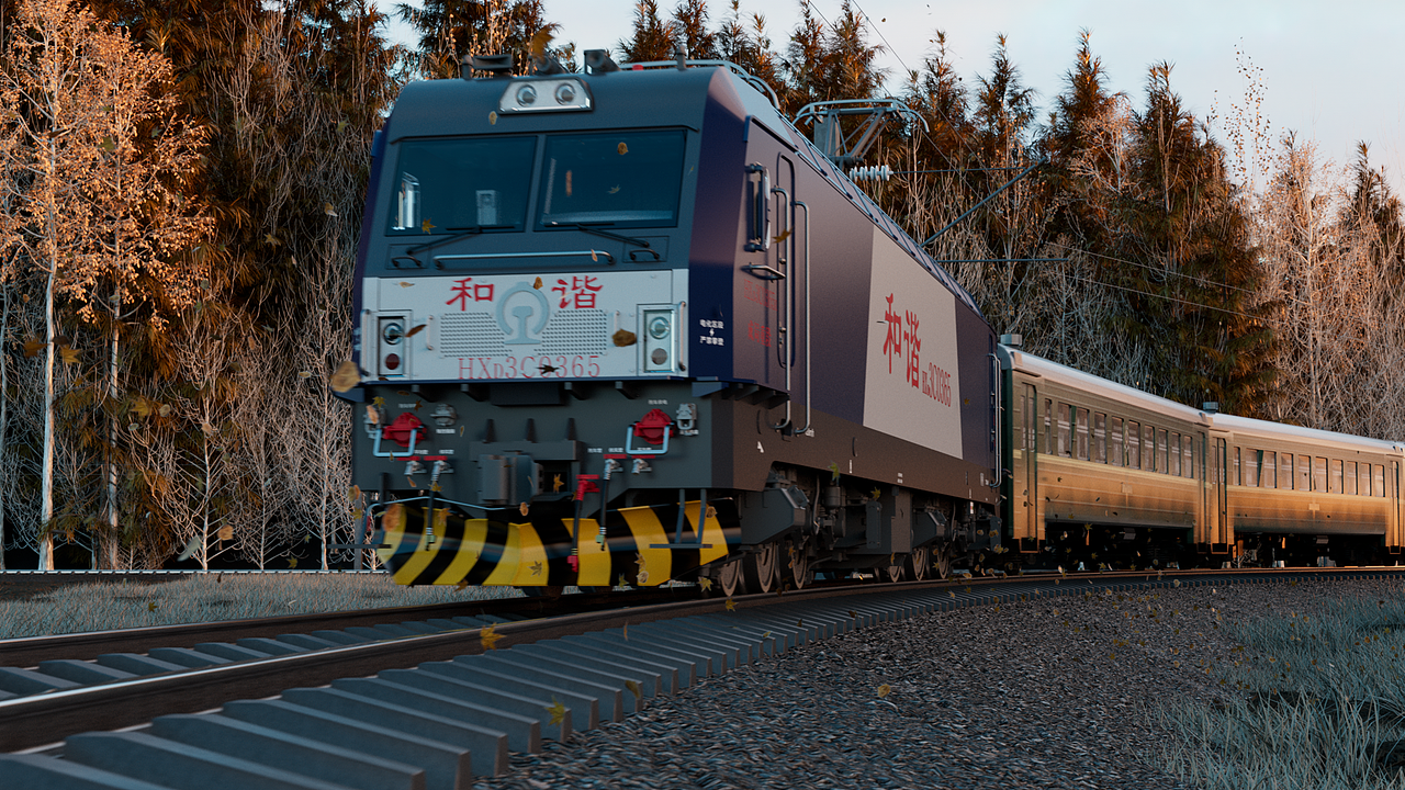 和谐电力机车模型动画