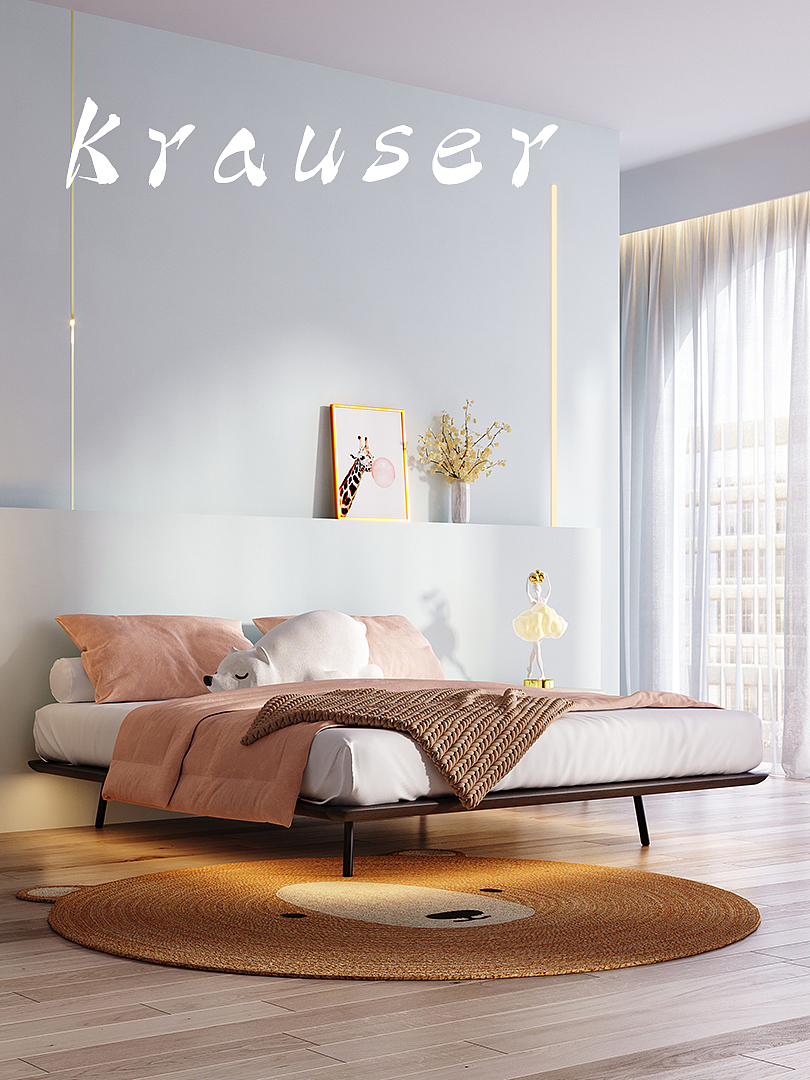 Krauser 效果图表现-意式极简 儿童风格床表现