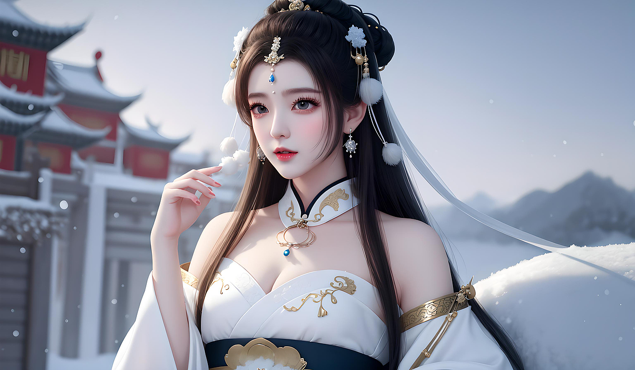 AIGC国风美人,电脑壁纸