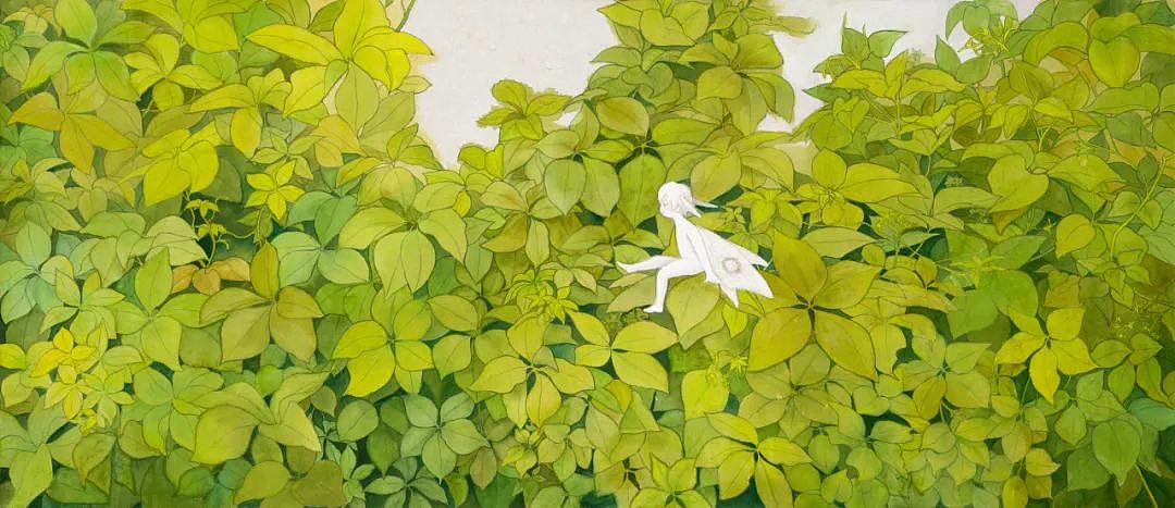 作品：《夏日转瞬即逝》
尺寸：160×65 cm ×3<br>材料：纸本岩彩<br>导师：王颖生<br>创作年份：2024年