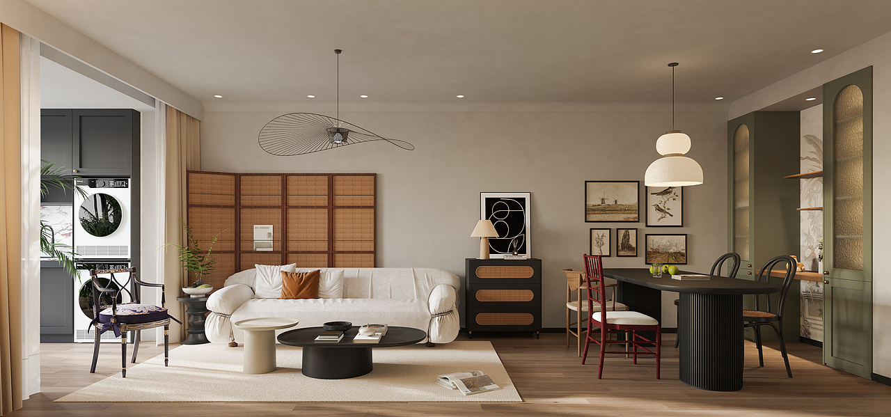 室内现代简约风,客厅