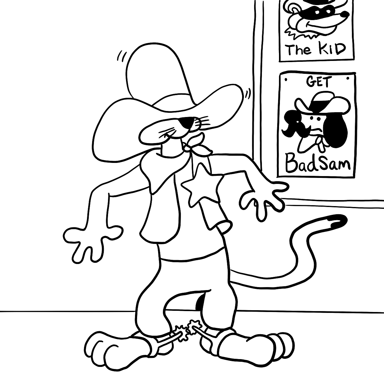 线描-Cop Cat（图ZMzAxNDkyMTA0） - 儿童插画 - 站酷设计师碗跑跑原创素材 - 站酷ZCOOL