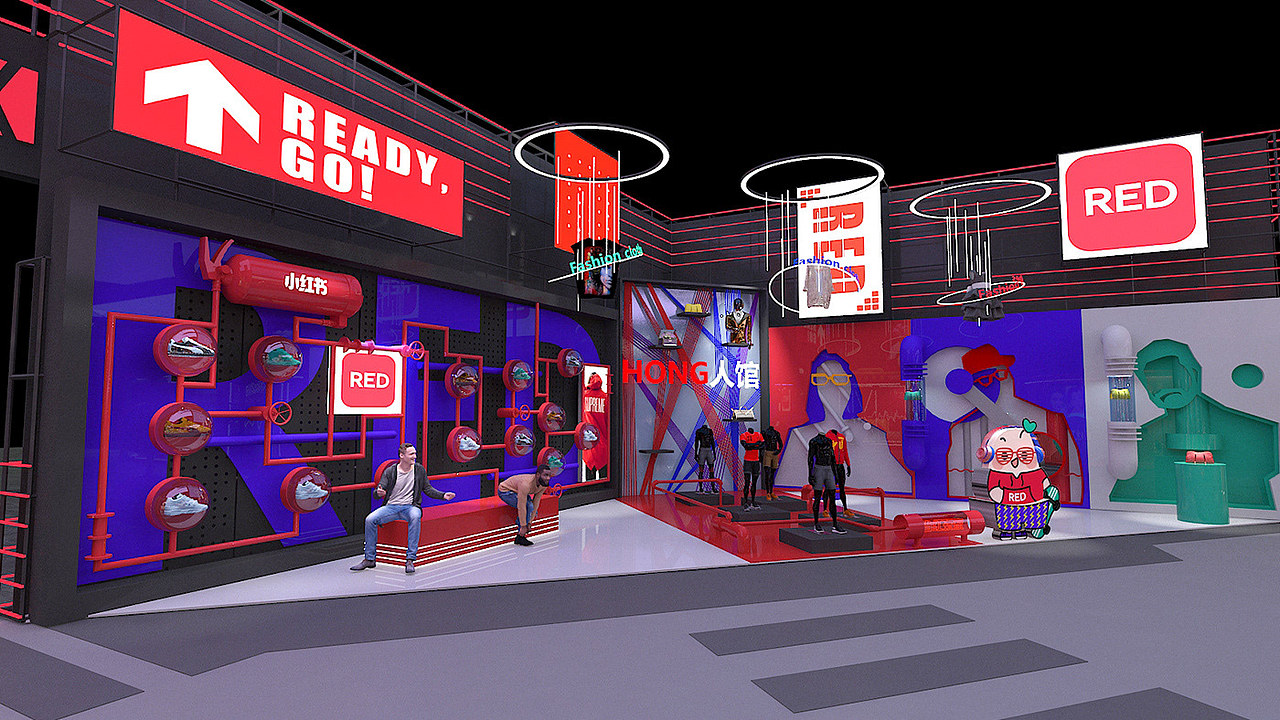 小红书品牌快闪设计（图ZMzYwMTgyNTY4） - 舞台美术 - 站酷设计师美陈设计爱好者原创素材 - 站酷ZCOOL