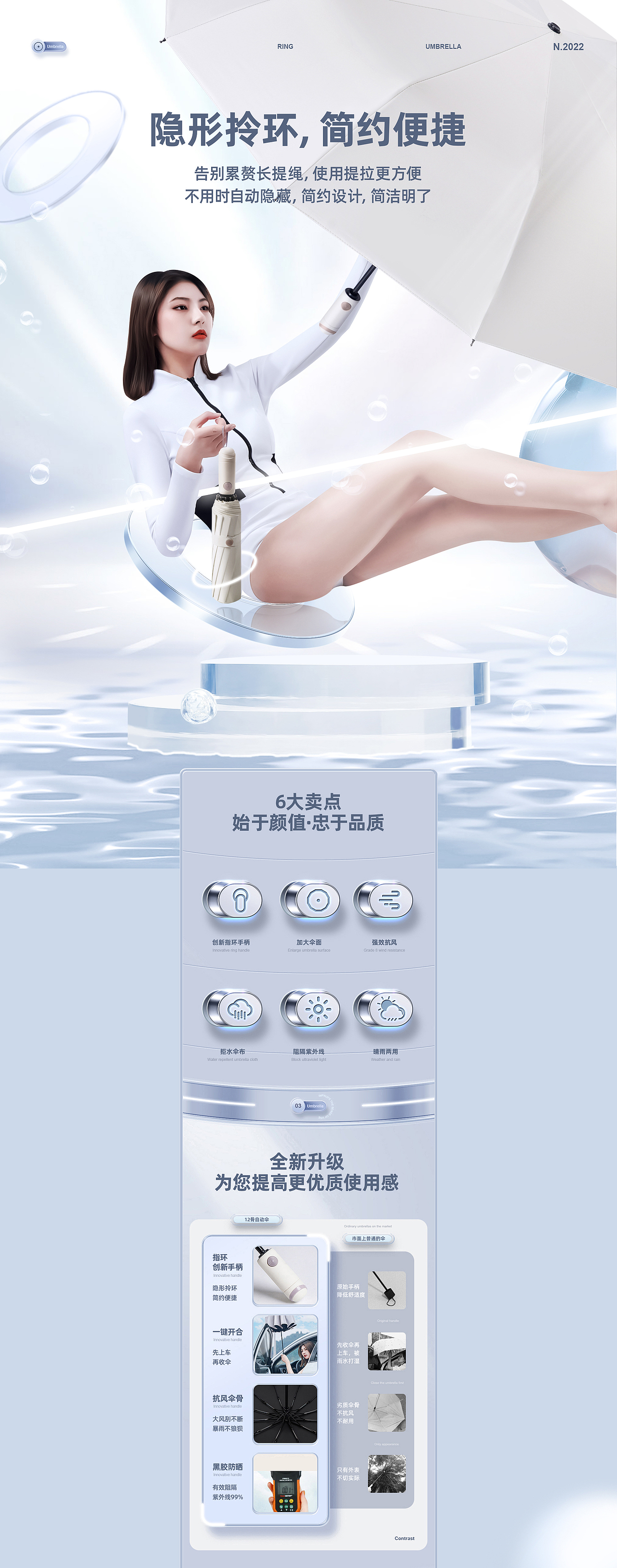 雨伞设计时尚百货电商详情页创意模特拍摄产品品牌策划