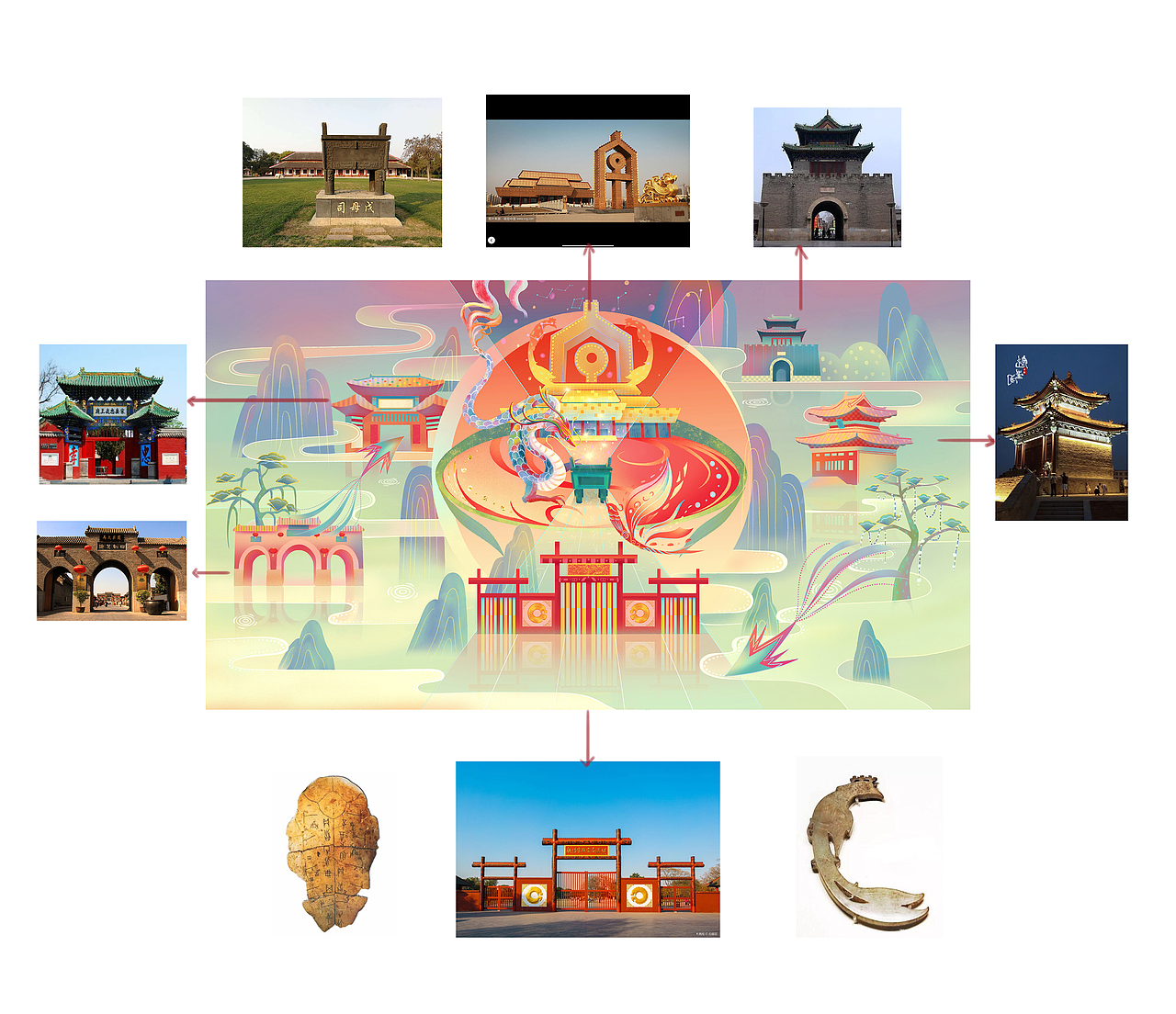 画面元素来源于当地建筑和文化古迹