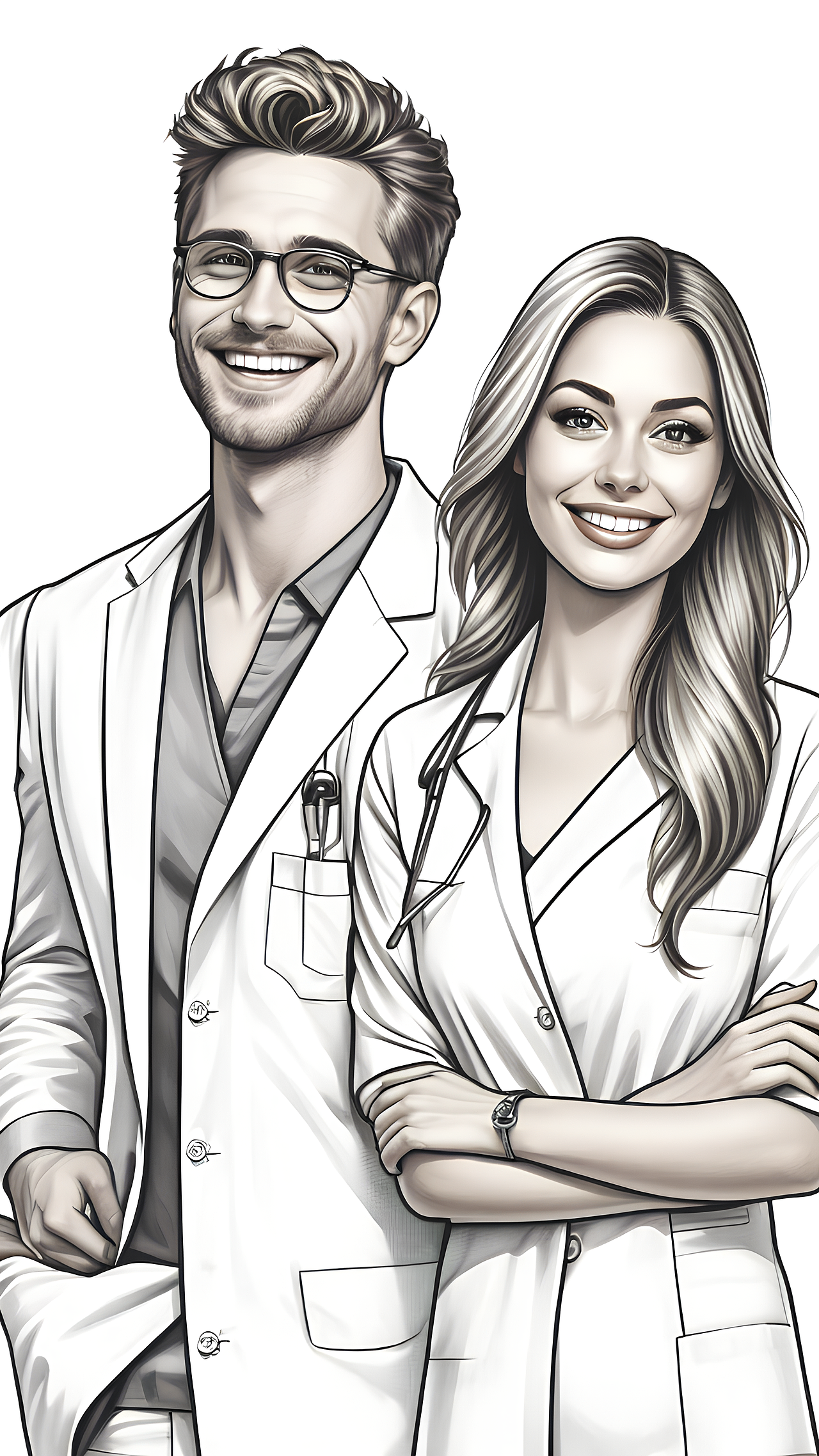 牙医 欧美 种植牙 矫正 微笑 口腔 牙齿 医美 插画 AI