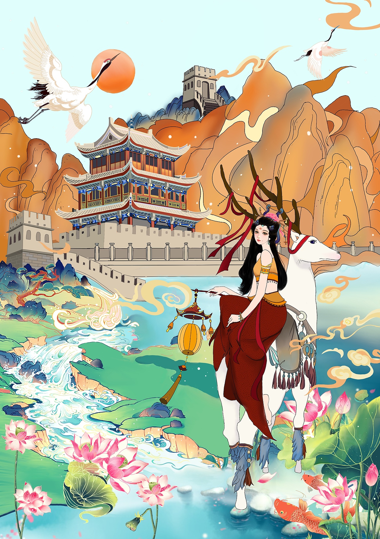 《万里敦煌道》敦煌飞天（图ZMzAxMTE1MjIw） - 艺术插画 - 站酷设计师张1小小原创素材 - 站酷ZCOOL