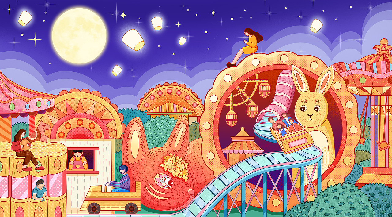 中秋节插画—月饼游乐园（图ZMzQzOTk1NDQ4） - 商业插画 - 站酷设计师高桥靓仔407原创素材 - 站酷ZCOOL