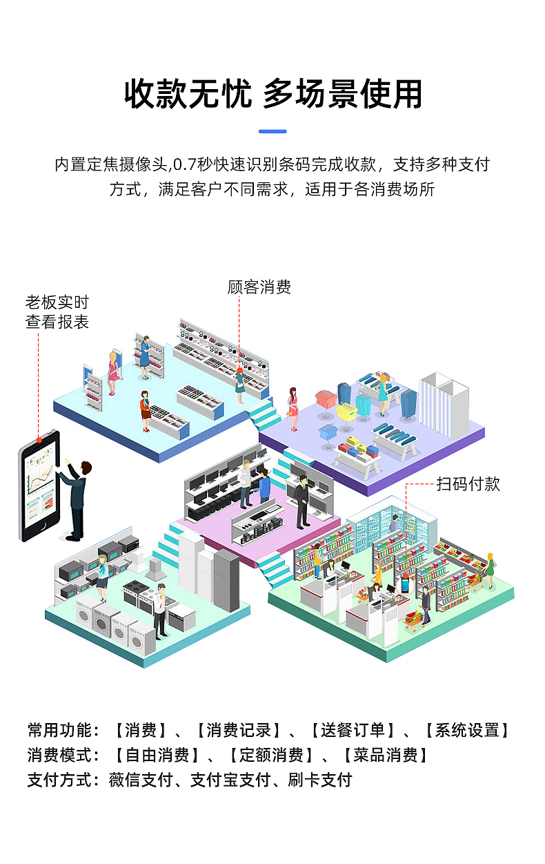 手持消费机 食堂消费机 刷卡扫码打印一体机 主图详情