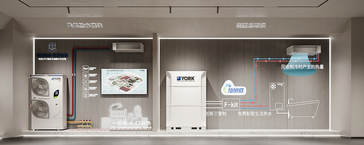 周笙笙全案设计 | 400㎡长沙约克VRF暖通展厅（图ZMzM3MDUxNjk2） - 商业空间设计 - 站酷设计师周笙笙全案设计原创素材 - 站酷ZCOOL