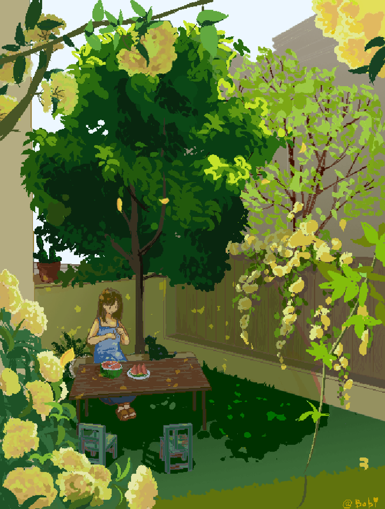 夏日荫荫（图ZMzYzMjE1NDQw） - 像素画 - 站酷设计师Bobbice原创素材 - 站酷ZCOOL
