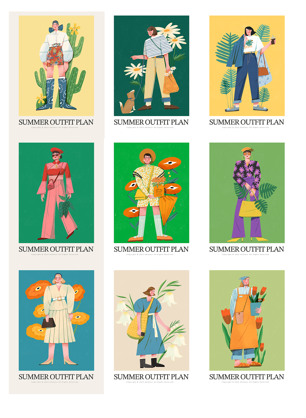 人物插画｜夏日穿搭计划（图ZMzU1Mzk1NTg0） - 艺术插画 - 站酷设计师业余的Sylvia原创素材 - 站酷ZCOOL