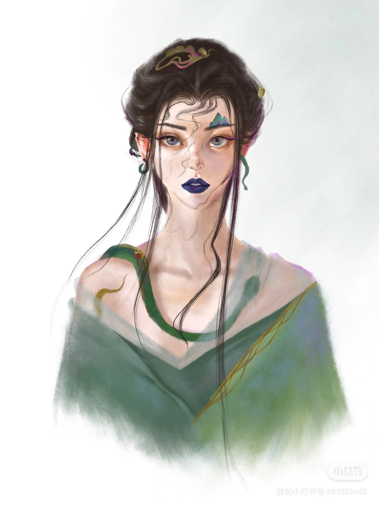 厚涂临摹-涂弥-青蛇（图ZMzA3ODMyMzA4） - 艺术插画 - 站酷设计师GZ鄧紫玥原创素材 - 站酷ZCOOL