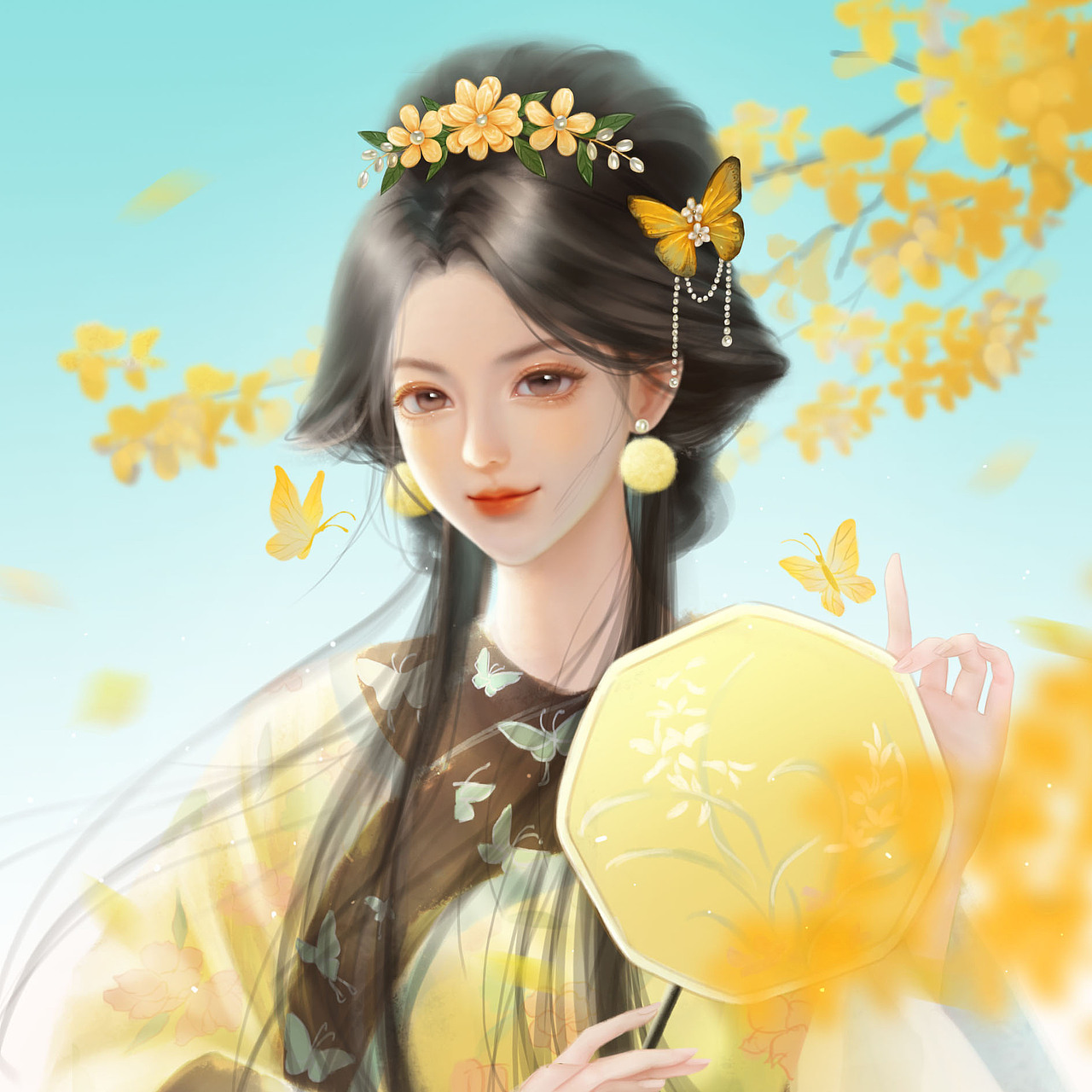 故宫文物拟人插画——清乾隆黄玻璃瓶