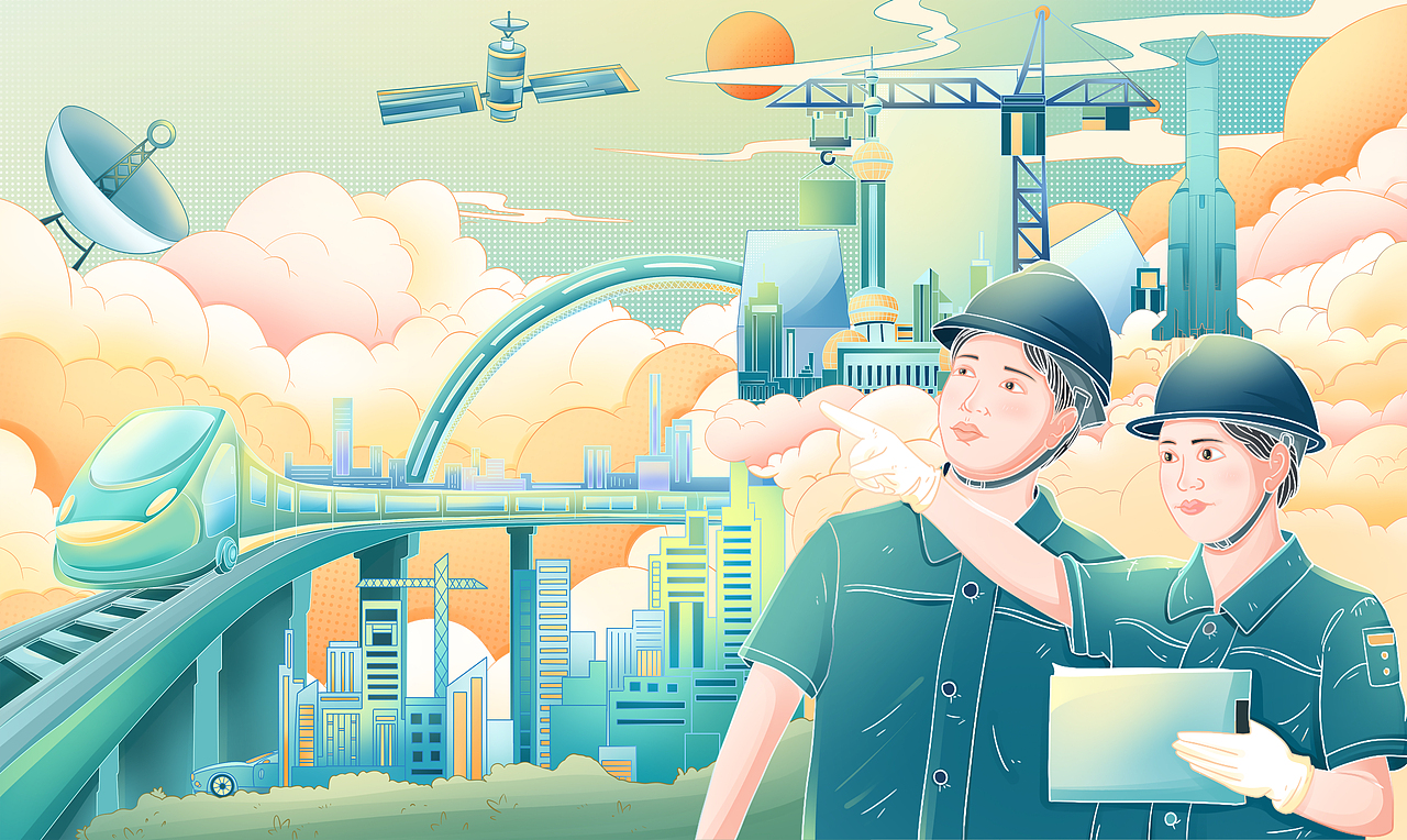 科技强国主题插画（图ZMzI0ODg1Njk2） - 商业插画 - 站酷设计师玛丽记原创素材 - 站酷ZCOOL