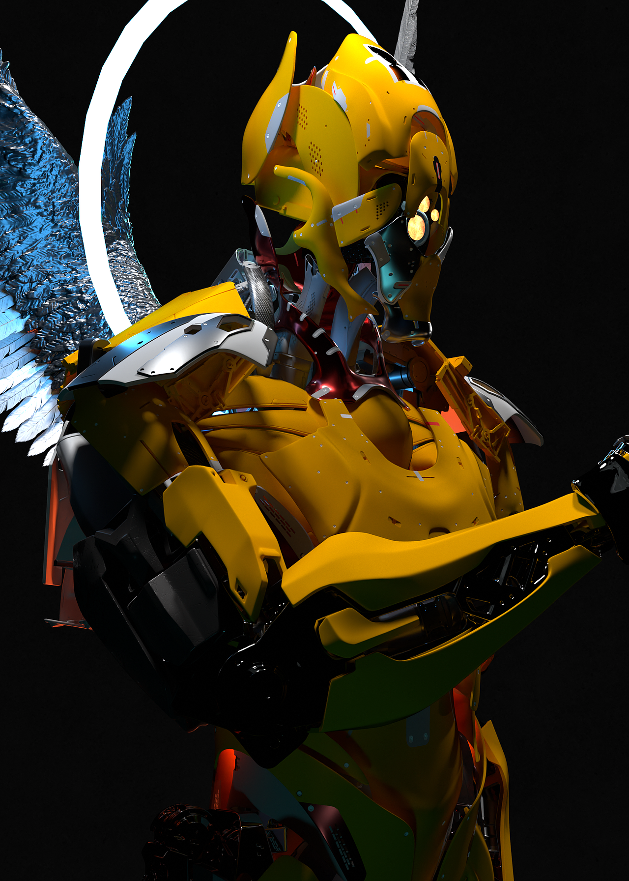 原创设计-未来天使机甲元宇宙作品手办设计