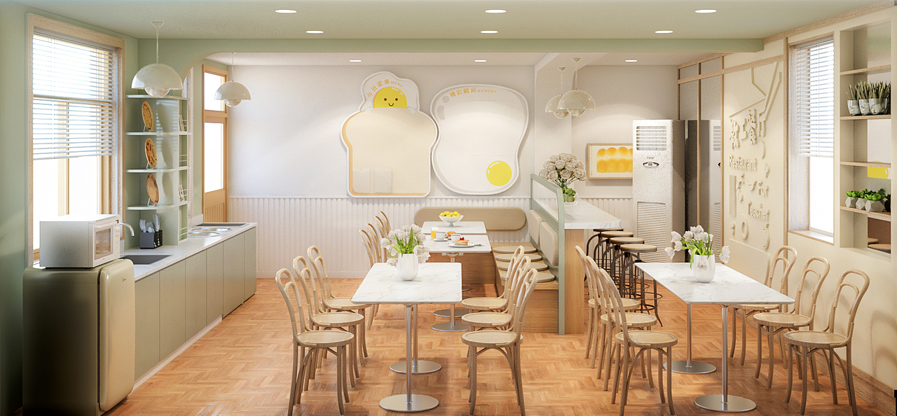 一个小型的奶油风餐厅（图ZMzUyNzY2ODky） - 商业空间设计 - 站酷设计师ALIN_ALIN原创素材 - 站酷ZCOOL