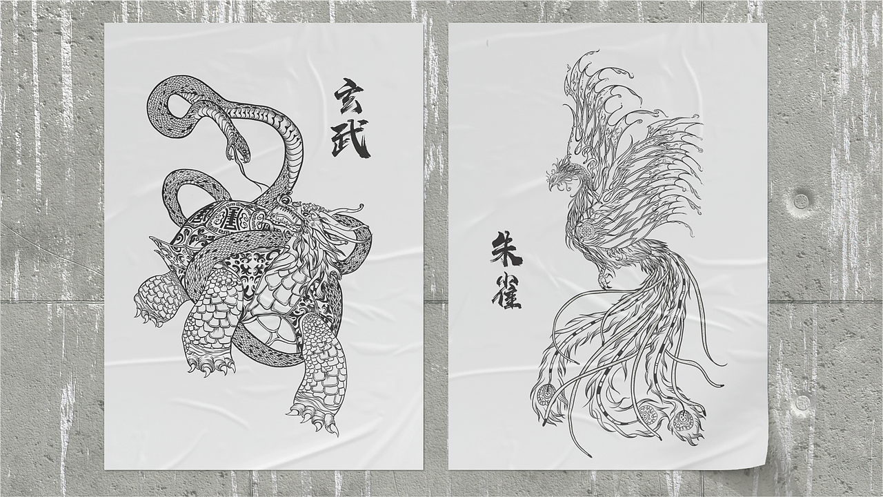 上古星宿——四大神兽（图ZMzQ4NDAzNTI0） - 商业插画 - 站酷设计师筱筱Candy原创素材 - 站酷ZCOOL