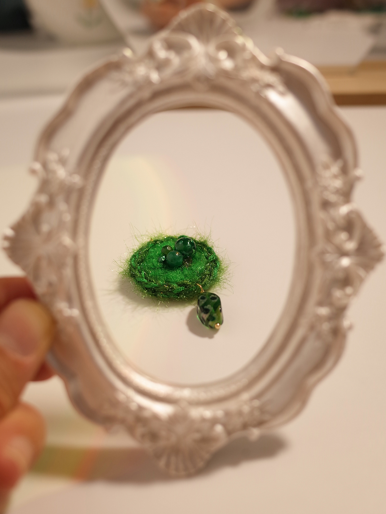 原创|绿色系刺绣耳环