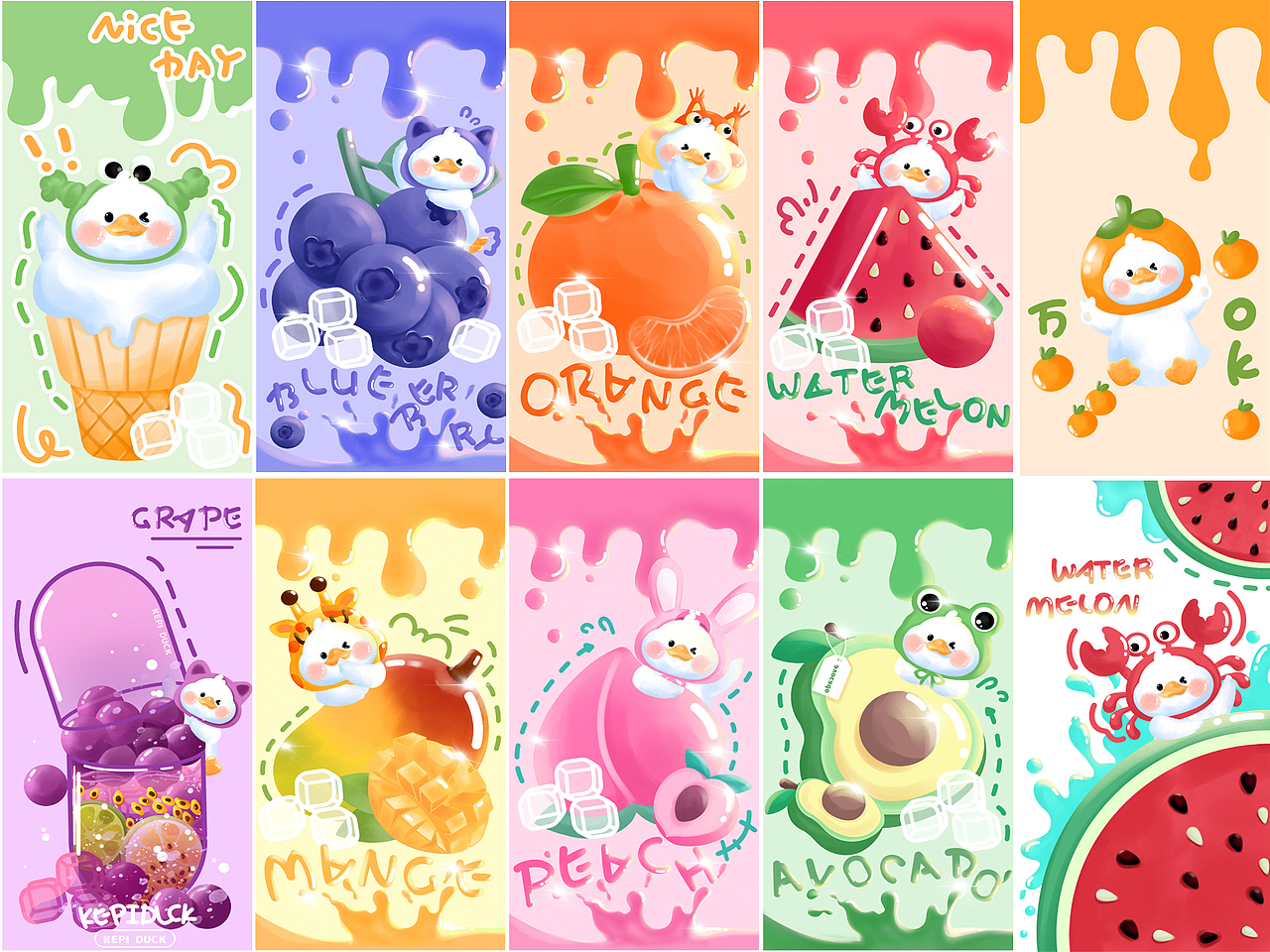 卡通插画潮玩新年手机壳文具手办礼盒 IP阳光可皮鸭 01（图ZMzIxODY5NjE2） - 新锐潮流插画 - 站酷设计师潮人轩原创原创素材 - 站酷ZCOOL