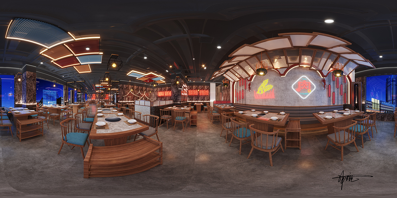 烧烤店——工装设计效果图