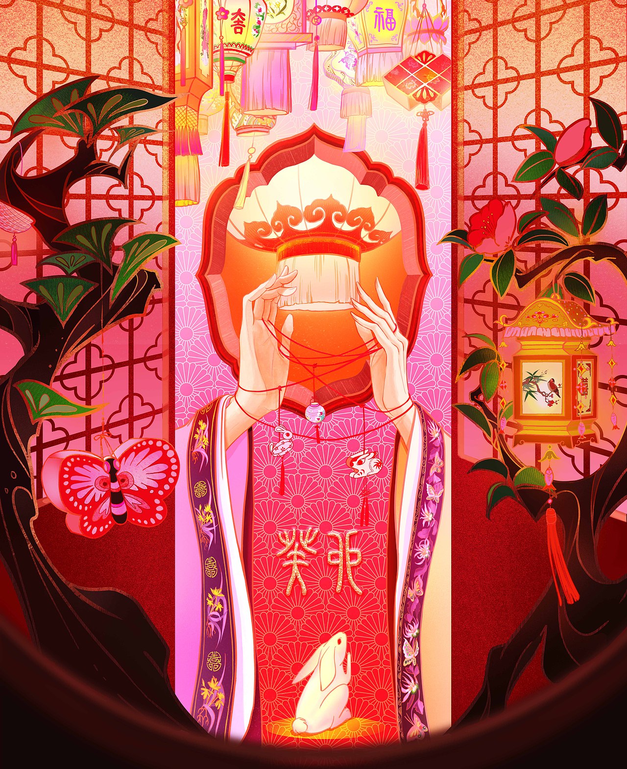 国风插画 | 癸卯中国年·灯彩（图ZMzIyNDgxNzAw） - 商业插画 - 站酷设计师石榴LIRIS原创素材 - 站酷ZCOOL