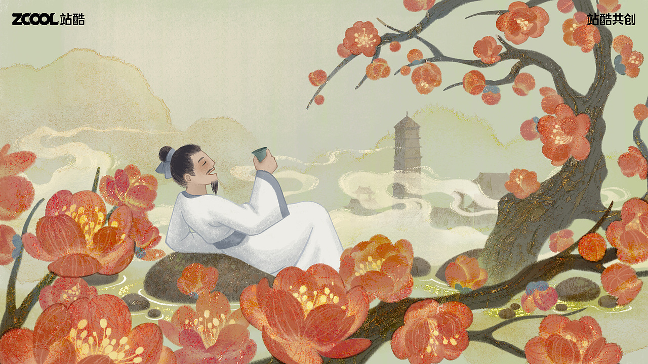 宋人的“躺平”生活(图ZMzY5ODI5NzA4) - 艺术插画 - 站酷设计师木香子Ivana原创素材 - 站酷ZCOOL