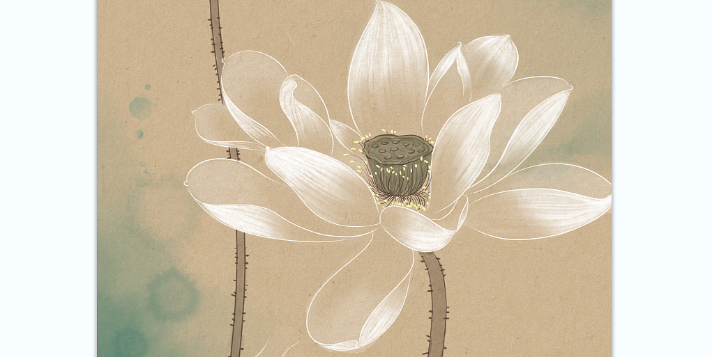 新中式荷花插画装饰画挂画