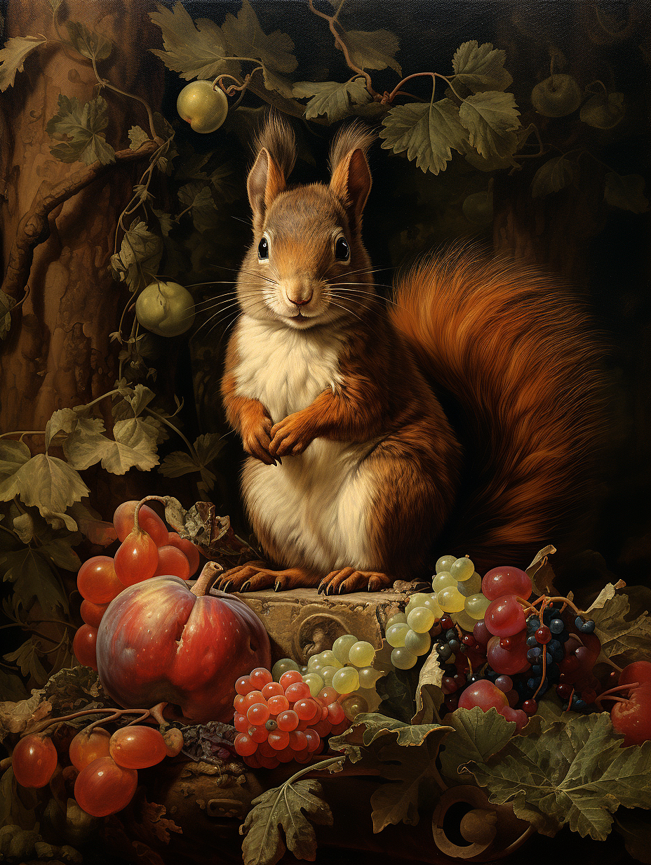 细致写实风格松鼠静物